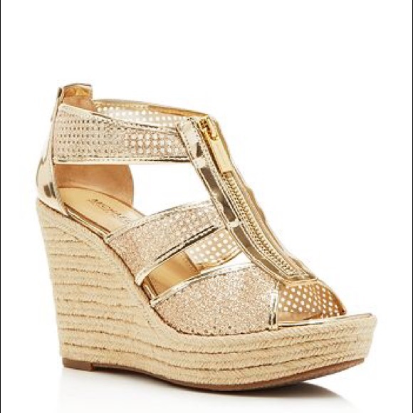 michael kors wedges gold